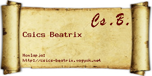 Csics Beatrix névjegykártya